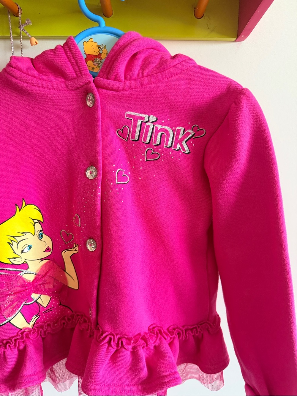 Tink Pink Hooded Girls Top with Tulle Trim